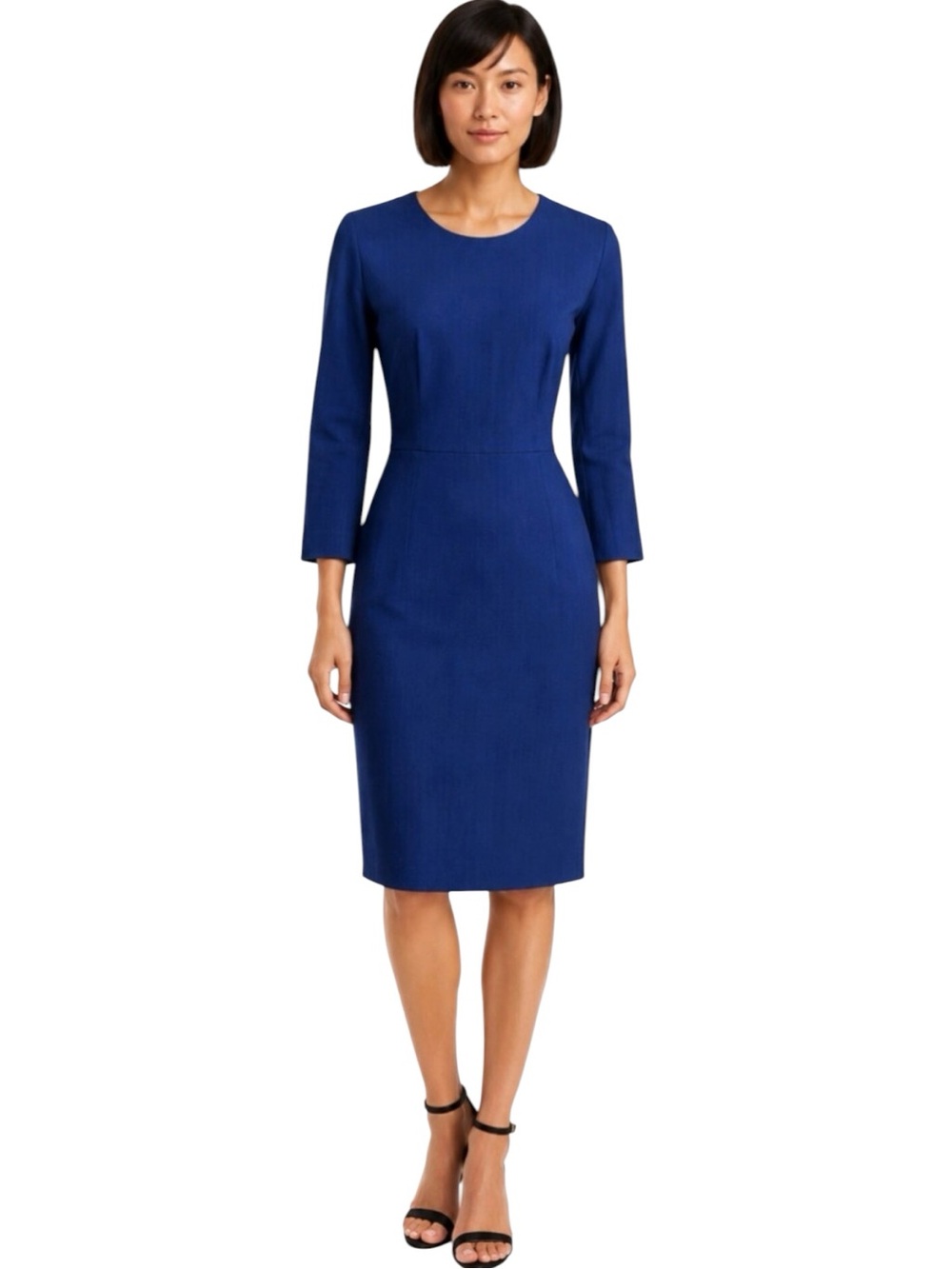 J. Crew Royal Blue Ponte Knit Midi Length Sheath Dress Size 8